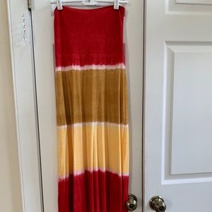 Lucky Brand Convertible Dress Cover Up Red gold Tie Dye Size S/P XS